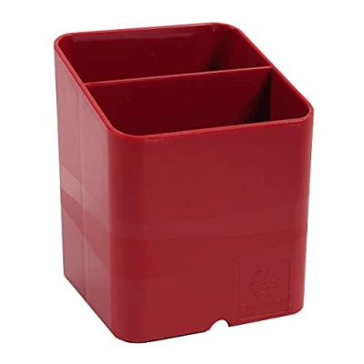 Afbeelding van Exacompta Ref. 67718D doos met 10 pennenkoppen PEN CUBE Iderama 2 vakken in verschillende maten en hoogtes afmetingen 7,4 x 9,3 cm kleur karmijnrood