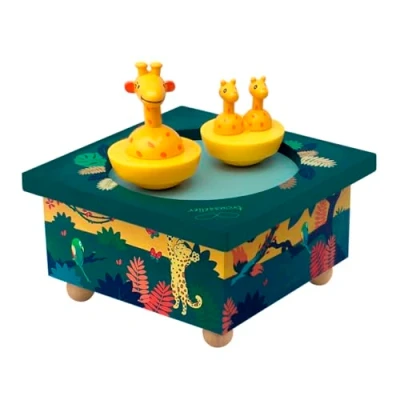 Afbeelding van TROUSSELIER Savane Dancing Muziekdoos 2 afneembare figuren Eenvoudige bediening Muziek uitnodiging voor de Dance Groene kleur