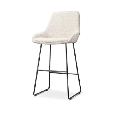 Afbeelding van Nolon Nino Isa Barkruk Bouclé Beige Stof Zwart Onderstel 75 cm