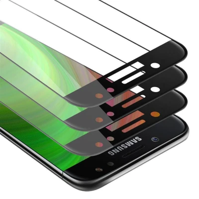 Afbeelding van Cadorabo 3x Screenprotector geschikt voor Samsung Galaxy J7 2018 Volledig scherm pantserfolie Beschermfolie in TRANSPARANT met ZWART Getemperd (Tempered) Display beschermend glas 9H hardheid 3D Touch