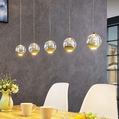 Afbeelding van Lucande hanglamp 5lichts glas, metaal helder, goud Inclusief lichtbronnen