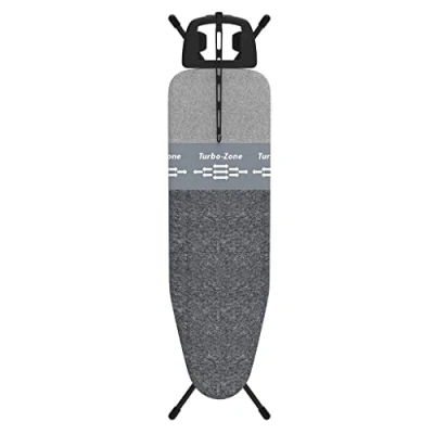 Afbeelding van Rörets Dual Action Strijkplank, technologie, Turbo &amp; Park Zone, 4 laagse bekleding en overtrek, in hoogte verstelbaar, stabiele ijzeren steun, kabelhouder, strijkoppervlak 38 x 120 cm