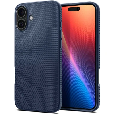 Afbeelding van Spigen Liquid Air Hoesje Geschikt voor Apple iPhone 16 Back Cover Flexibel TPU Blauw