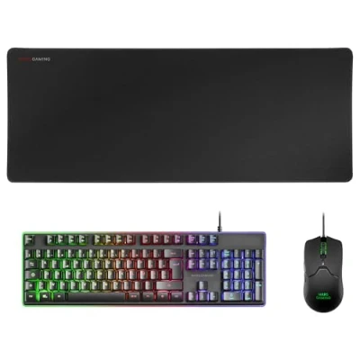 Image de MARS GAMING MCPX Clavier, souris et tapis de full size backlit USB AZERTY Français commutateur : H Mech noir