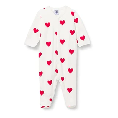 Image de Petit Bateau Dors Bien Bébé Fille, Blanc Marshmallow/Rouge Terkuit, 3 mois