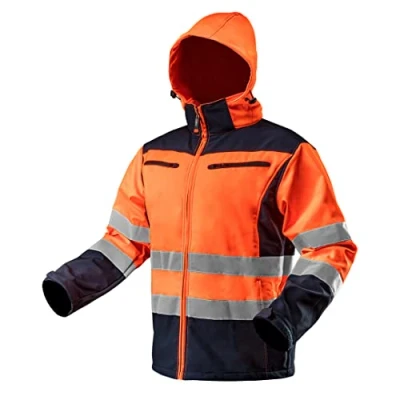 Afbeelding van NEO TOOLS Softshelljas met reflecterende strepen, neonoranje, neongeel, werkjas, veiligheidsbroek, maat XXL, oranje