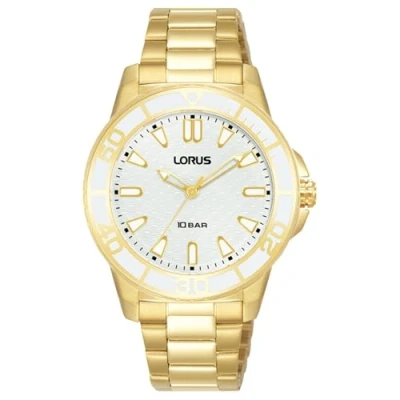 Afbeelding van Lorus RG256VX9 analoge kwartshorloge voor dames met metalen band, Goud en wit., Modern