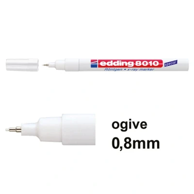 Image de edding Marqueur fin pour radiographie 8010, blanc, Pointe ogive baguée métal, largeur de tracé: 0,8 mm env. (04 8010 049)