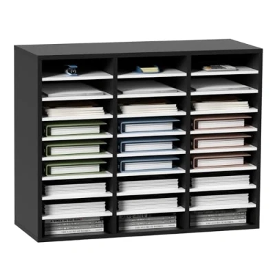 Image de VEVOR Organisateur de Bureau en Bois Trieur Fichiers 27 Compartiments Noir