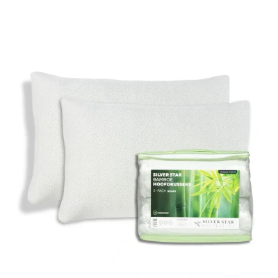 Afbeelding van Hoofdkussen Bamboe Set van 2 Silver Star 1+1 Gratis 60 x 40 cm Traagschuim Vulling Geschikt Voor Zijslaper / Rugslaper &amp; Buikslaper