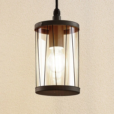 Afbeelding van Lindby Hanglampen buiten 1licht roestvrij staal, polycarbonaat H: 20 cm E27 donkergrijs, helder