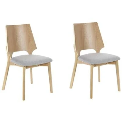 Afbeelding van Beliani ABEE Eetkamerstoel set van 2 Lichthout Grijs Polyester