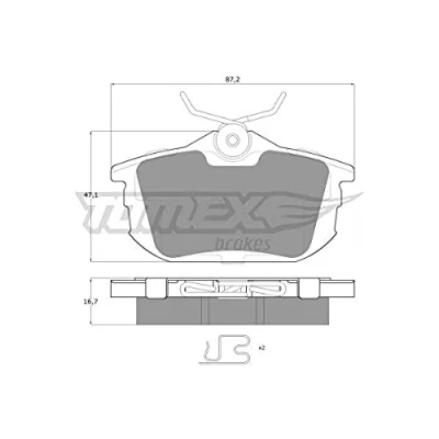 Afbeelding van TOMEX brakes TX 13 07 Remblokkenset Achteras Met akoestische slijtagewaarschuwing toebehoren MITSUBISHI: COLT 6