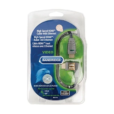 Afbeelding van Bandridge HDMI 1.4 High Speed with Ethernet kabel haaks naar links 2 meter