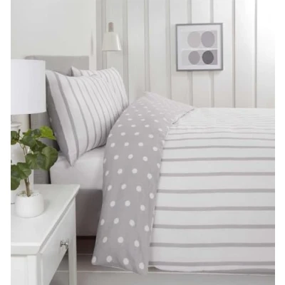 Afbeelding van So Soft dekbedovertrek Spots &amp; Stripes Grijs microvezel eenpersoons 135x200 cm 50x75 kussensloop