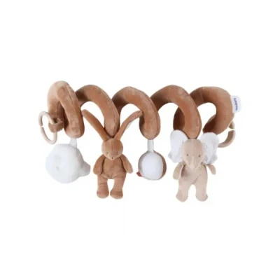 Afbeelding van NOUKIE&#039;S Activiteitenspiraal Bali de olifant, mokka het konijn baby met pluche dieren, om op te hangen voor kinderwagen, autostoel, bed, stimuleert ontwikkeling, cadeau geboorte, jongens en