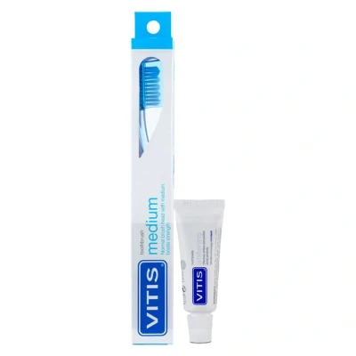 Image de Vitis Medium Brosse Dents + Dentifice Gratuit 15ml
