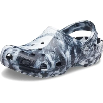 Afbeelding van Crocs Classic Marbled Unisex Clogs, Maat: 38 39, White/black Kunststof