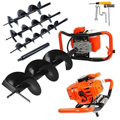 Afbeelding van Benzineboor 62 cc 5,2 hp met 3 boren Ø 100 mm, 150 200 mm + verlenging benzinemengsel: Demon olie, tuinboor motor