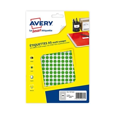 Afbeelding van Avery PET08V ronde markeringsetiketten, diameter 8 mm, blister van 2940 stuks, groen markeringsetiketten