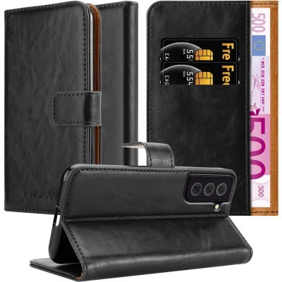 Afbeelding van Cadorabo Hoesje geschikt voor Samsung Galaxy S22 PLUS in ZWART GRAFIET Beschermhoes met magnetische sluiting, standfunctie en kaartvakje Book Case Cover Etui