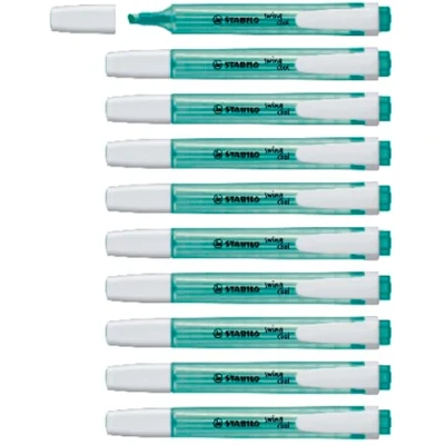 Afbeelding van STABILO swing cool Markeerstift Perfect Voor Onderweg Turquoise Doos 10 Stuks