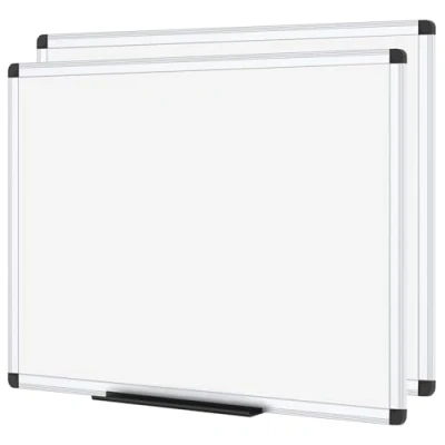 Afbeelding van VIZ PRO Whiteboard magnetisch gelakt oppervlak aluminium frame, set van 2, 120 x 90 cm