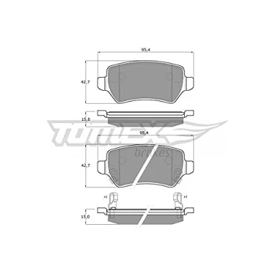 Afbeelding van TOMEX brakes TX 12 97 Remblokkenset Achteras Met akoestische slijtagewaarschuwing OPEL: Zafira B, Meriva A, Corsa C Hatchback, KIA: Venga