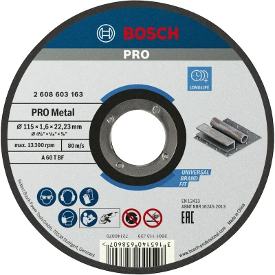 Image de BOSCH 2608603163 disque à tronçonner droit Standard pour métal A 60 T, 115 x 22,23 16 mm