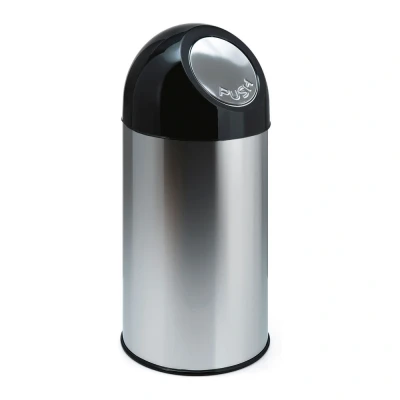 Afbeelding van Prullenbak 40ltr pushdeksel en binnemmer RVS/zwart