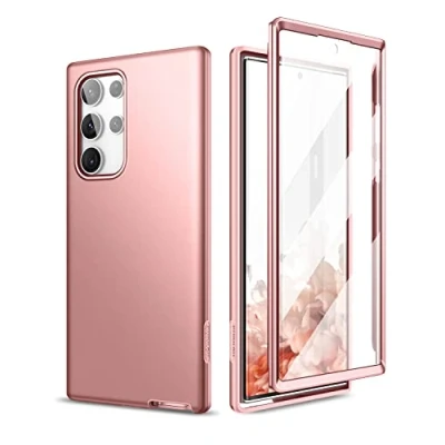 Afbeelding van SURITCH beschermhoes voor Samsung Galaxy S22 Ultra, 360 graden, zacht, integraal, schokbestendig, en achter, Ultra 5G 6,8 inch (roségoud)