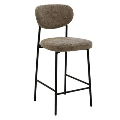 Afbeelding van Barstoel Taupe Stof Zithoogte 65cm 44x50x97cm Vajèn Giga Meubel Set van 2
