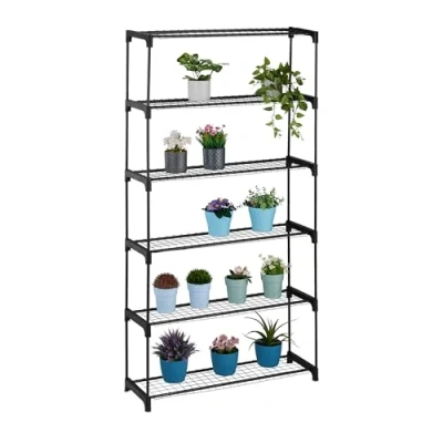 Afbeelding van plantenrek 6 etages 174 x 91 28 cm metaal zwart