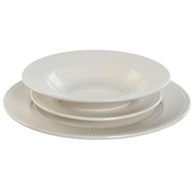 Afbeelding van Serviesset Home ESPRIT Wit Porselein Strepen 27 x 2 cm 18 Onderdelen