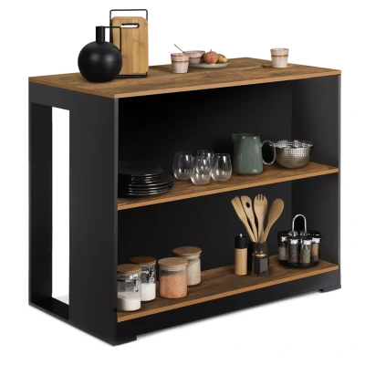Image de Table de bar îlot JUNO bois noir et plateau foncé HAWKINS