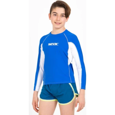Afbeelding van Seac RAA Long Evo Kid rashguard met lange mouwen voor kinderen UV zwem en snorkeltop Wit/blauw S