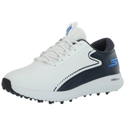 Afbeelding van Skechers Max 2 Arch Fit Golfschoenen voor heren, waterdicht, zonder noppen, Wit/Navy Blauw