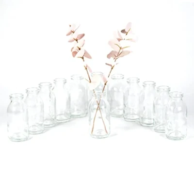 Afbeelding van gouveo Clear Bottle 12 glazen vazen Mini 100 ronde kleine decoratieve voor thuis, bruiloft, verjaardag, feest