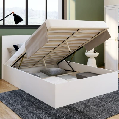 Afbeelding van Lit coffre double SEASIDE avec sommier 140 x 190 cm blanc