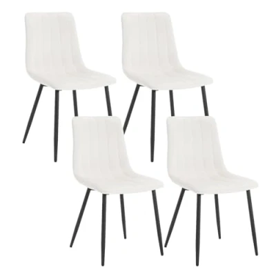 Afbeelding van Klihome K0008EZS 4 Set van eetkamerstoelen, keukenstoelen, gestoffeerd, design met rugleuning, metalen poten, fluwelen zitting, beige