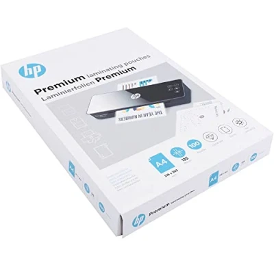 Afbeelding van HP 9124 Premium Lamineerfolies A4 Lamineerhoezen voor Warm Lamineren Glanzend 125 Micron 100 Stuks