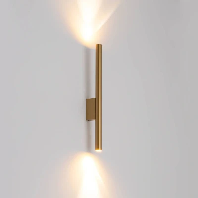 Afbeelding van Wandlamp laser, goudkleurig, metaal, 40 cm hoog, G9