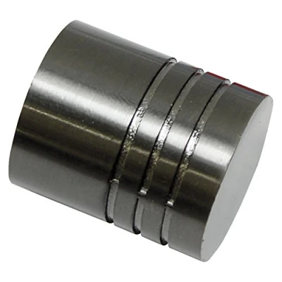 Afbeelding van GARDINIA Eindkappen voor gordijnroedes, 2 x cilindrische eindstukken, serie Chicago, metaal, titanium, diameter 20 mm