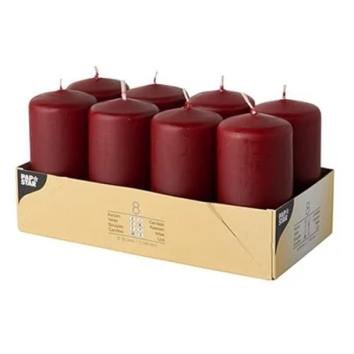 Afbeelding van Stompkaarsen Bordeaux Ø 50 x 100mm 16 Branduren Papstar