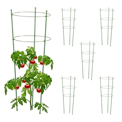 Afbeelding van Relaxdays plantensteun moestuin set van 6 ronde plantengeleider klimplantenrek tuin