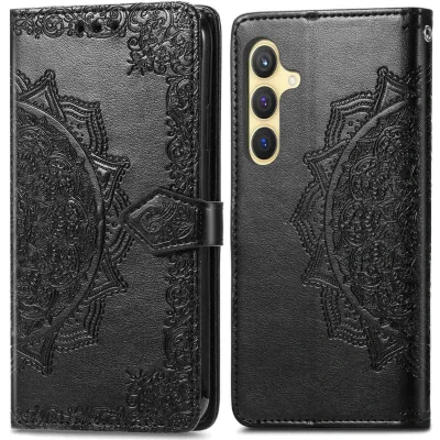 Afbeelding van iMoshion Hoesje Geschikt voor Samsung Galaxy S24 Met Pasjeshouder Mandala Bookcase Zwart