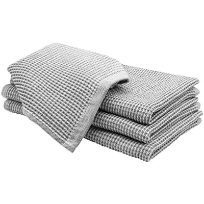 Afbeelding van ZOLLNER Set van 4 theedoeken, wafelpatroon, katoen, ca. 50 x 70 cm, groen