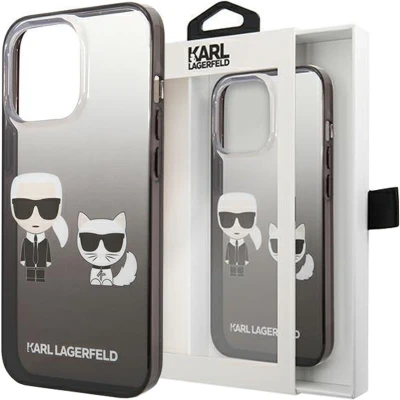 Afbeelding van Karl Lagerfeld KLHCP13LTGKCK iPhone 13 Pro / 6.1 hardcase zwart/zwart verloop Ikonik &amp; Choupette