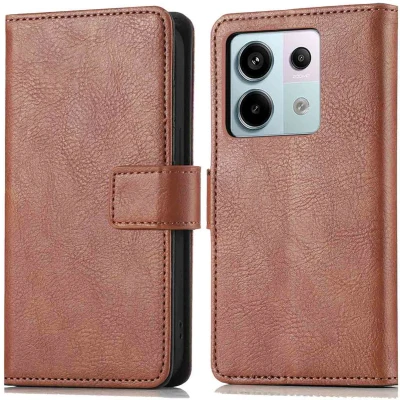 Afbeelding van iMoshion Hoesje Geschikt voor Xiaomi Redmi Note 13 Pro (5G) / Poco X6 Met Pasjeshouder Luxe Bookcase Bruin