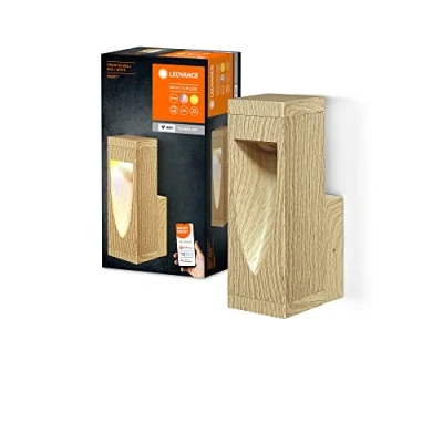 Afbeelding van LEDVANCE SMART+ outdoor wifi wandlamp 7,5W 600lm hout, met warm wit licht (3000K) en 16 miljoen kleuren, hoogwaardige aluminium behuizing, app bestuurbaar, compatibel Amazon, Google, etc.